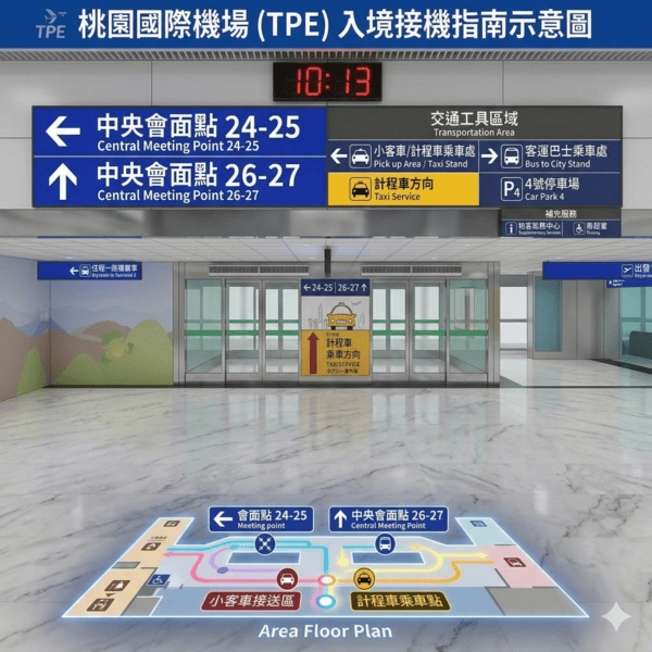 桃園機場第二航廈入境接機位置