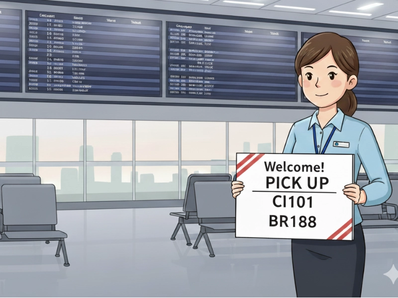 桃園機場入境接機舉牌