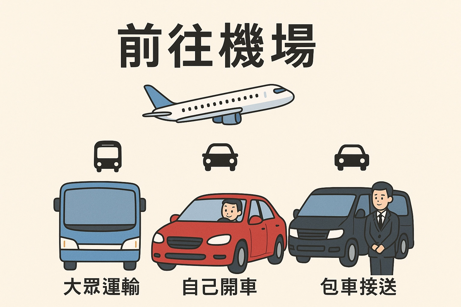 前往機場的主要交通工具選擇